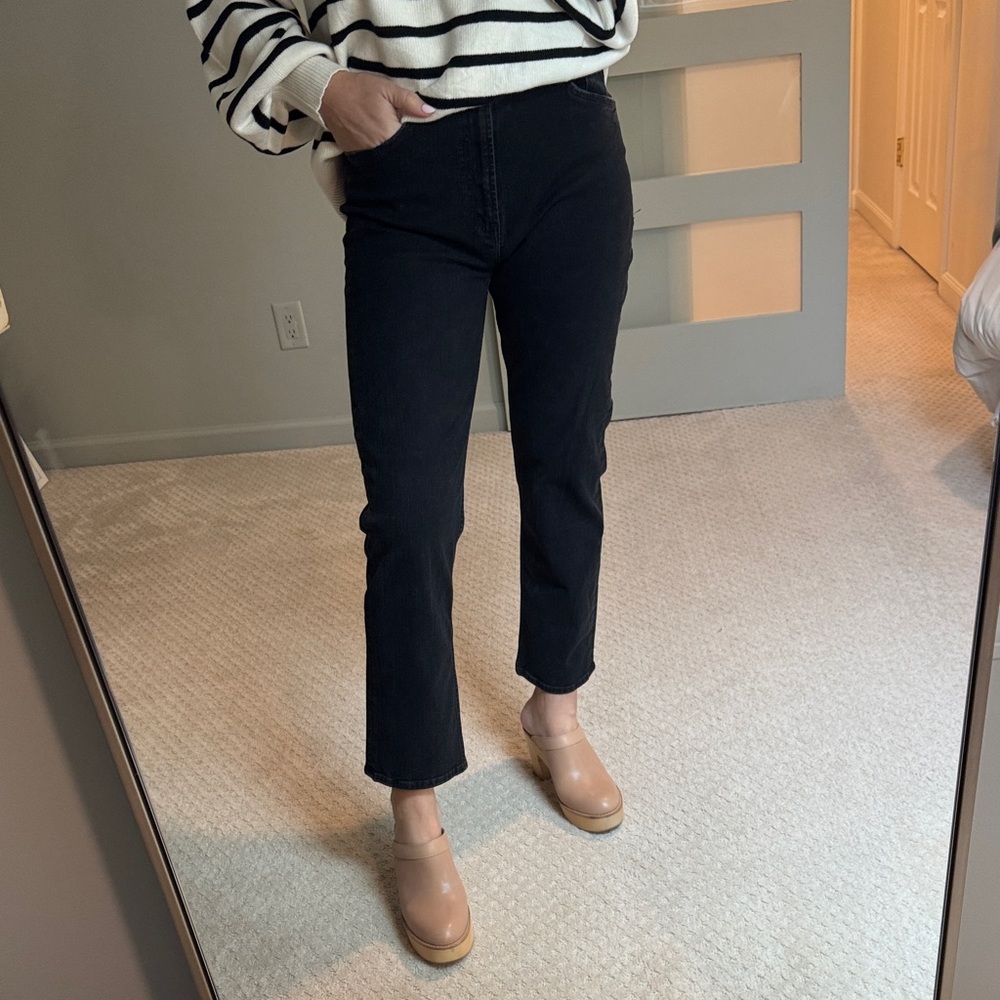 MOTHER Classic Black Straight Leg Jeans